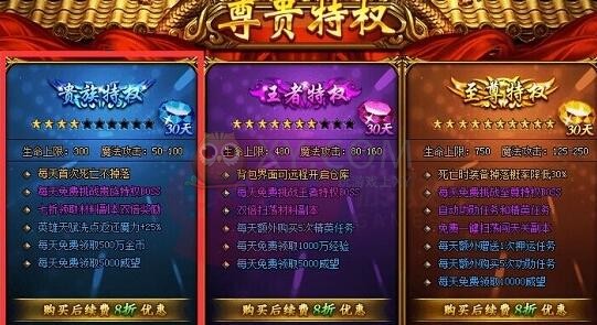 蓝月传奇VIP特权